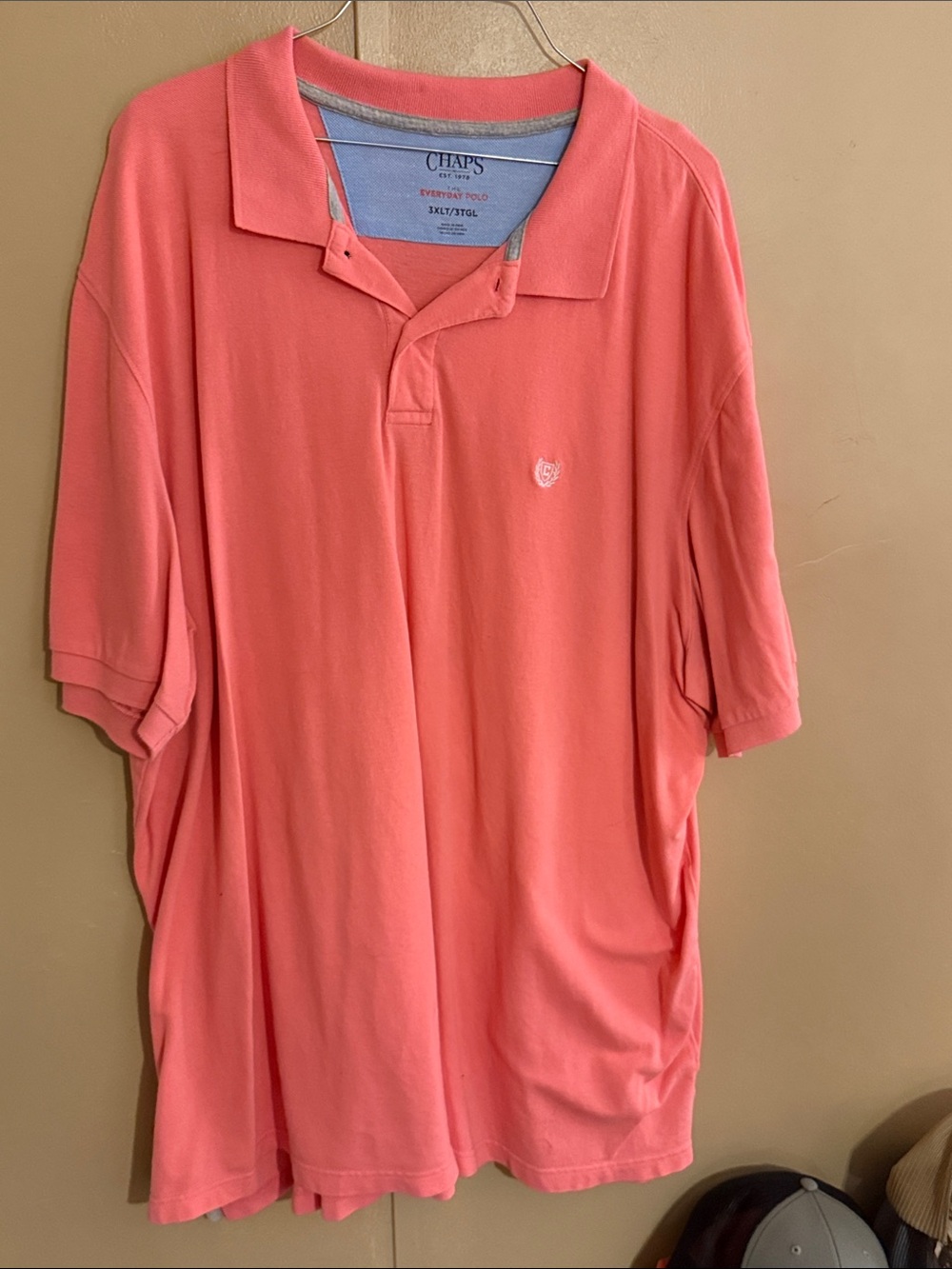 Chaps Men's Coral Polo Shirt - Soft Coral Pink